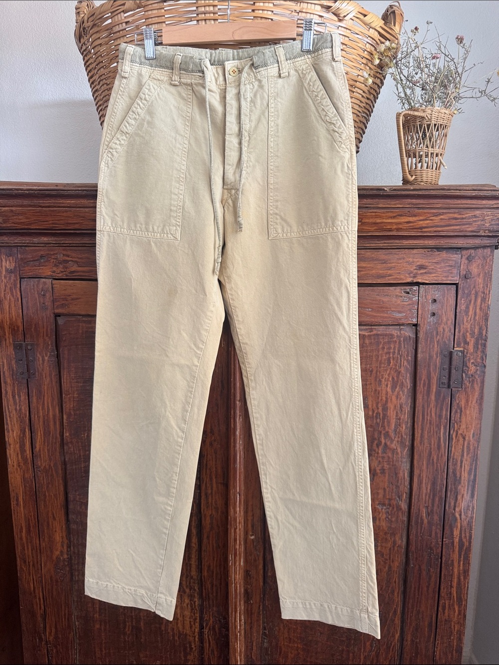 Mason’s Italian made cotton canvas military style Casual Drawstring Chino Pants